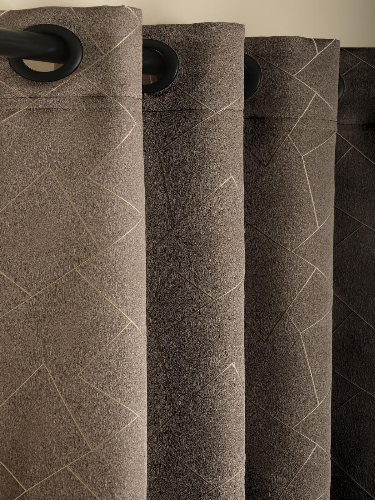 3 Geometrik Desen Jakar Fon Perde - Görsel 1